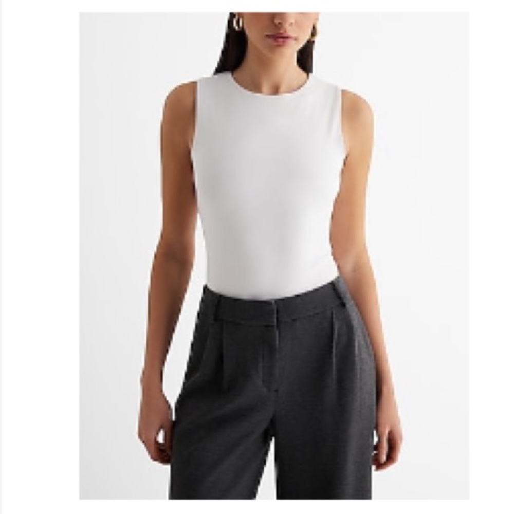 Express White Sleeveless Bodysuit